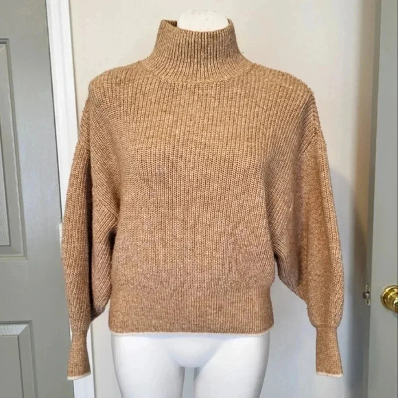 H&M Drop Sleeve Turtleneck Wool Blend Tan Sweater(Small) - Picture 1 of 8